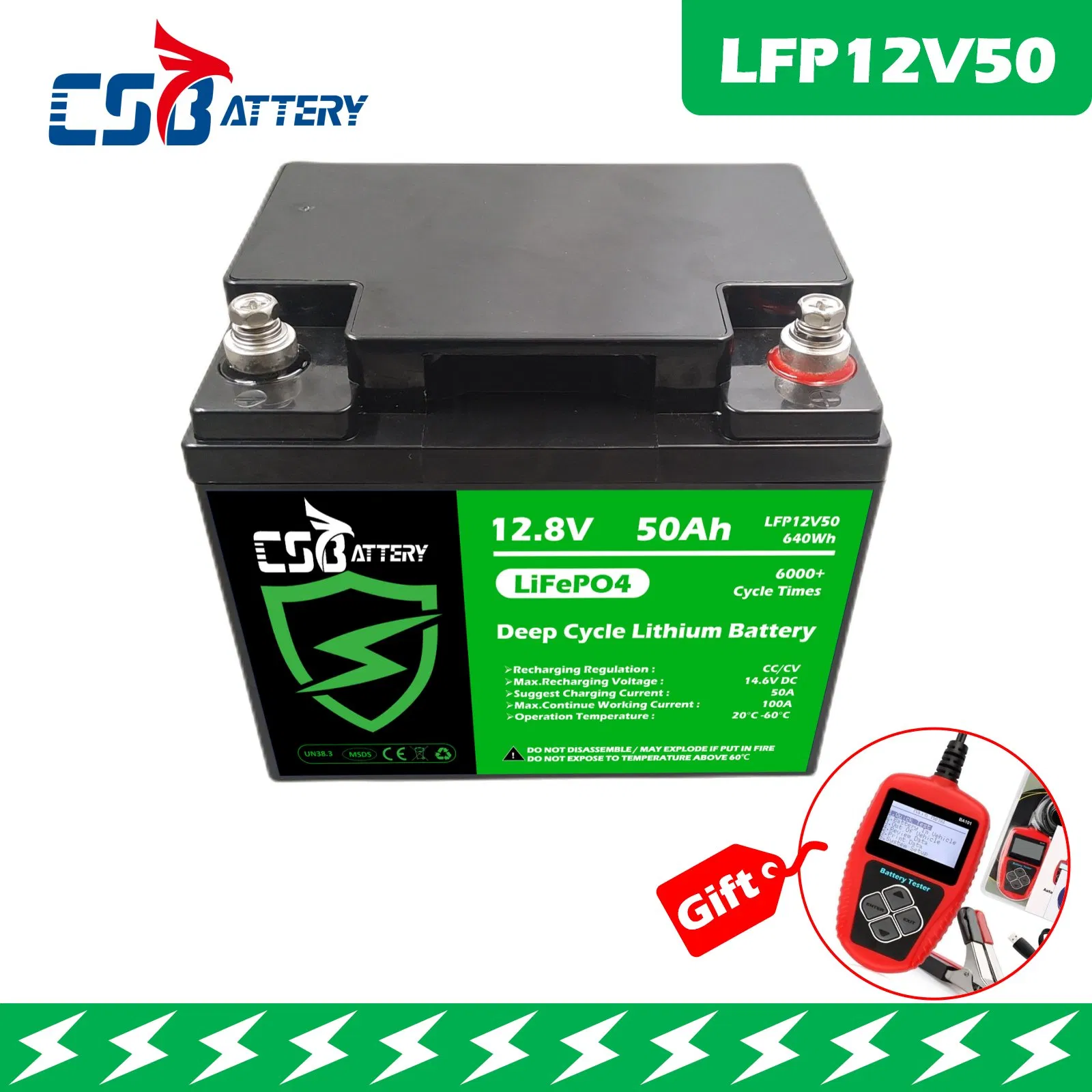 Csbattery Low Temperature Operation 12V50ah LiFePO4 Battery Pack Energy Storage Battery Ava