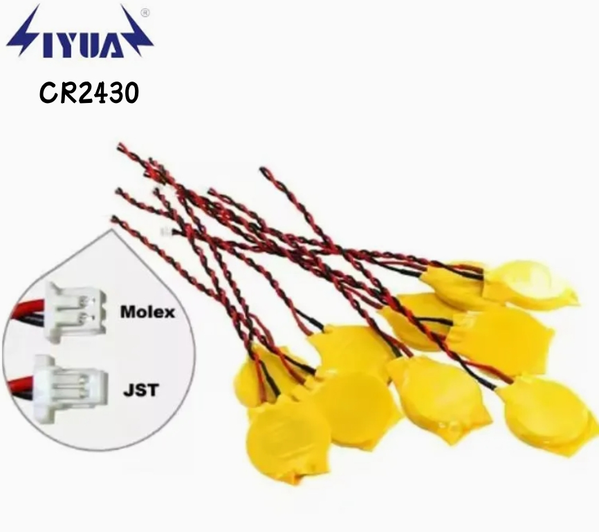 Great Quality Cr2430 Coin Cell Battery Non Rechargeable with Wire and Connector