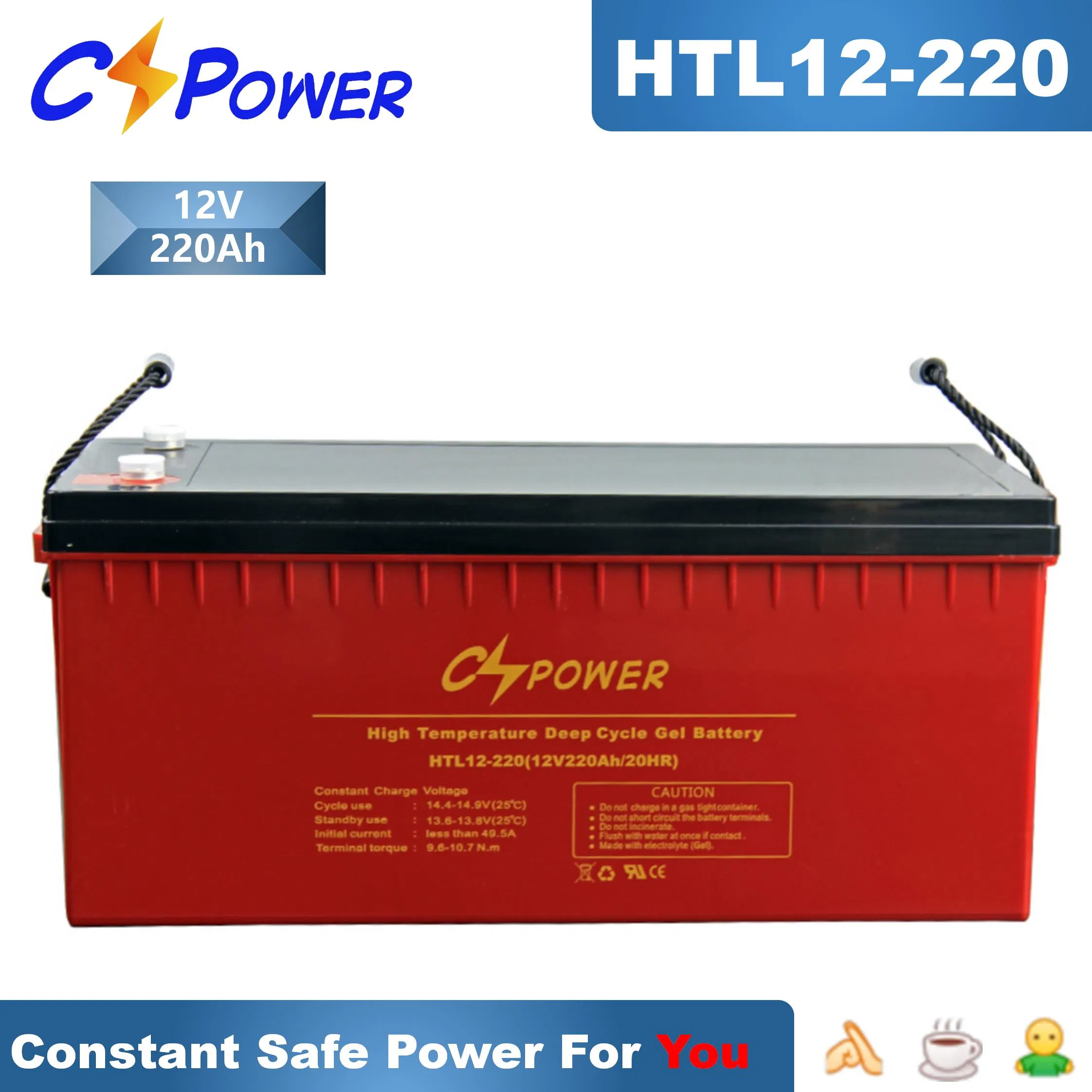 Cspower Htl12-200 Deep-Cycle-Gel Solar Battery 12VDC 200ah with 3 Years Warranty