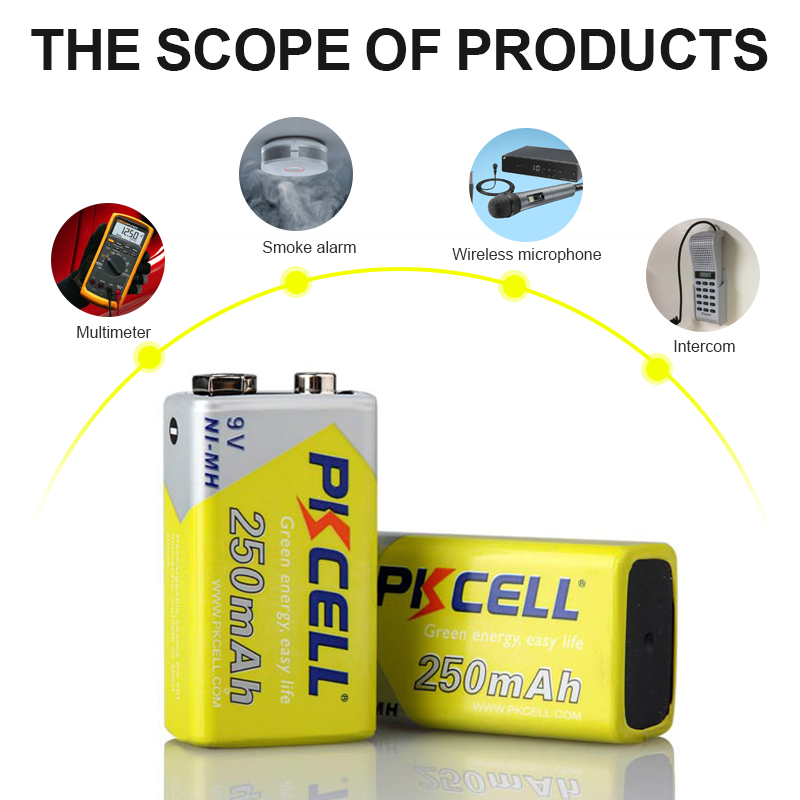 Wholesale Rechargeable 1.2V 9V AAA AA 9V C D NiMH Cell 9 Volt 250mAh Nickel Metal Hydride Ni-MH Battery