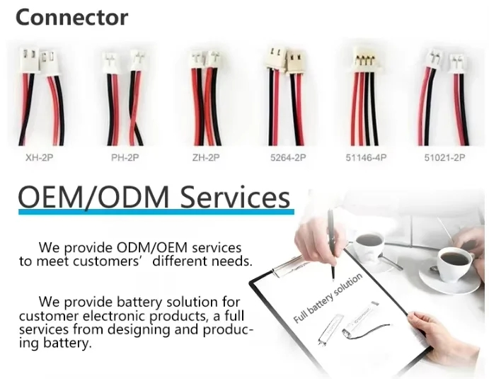 Customized OEM 1800mAh 1200mAh 850mAh 700mAh Rechargeable 802535 Li Ion Li-ion Lithium Polymer 3.7V 2200mAh Lipo Battery