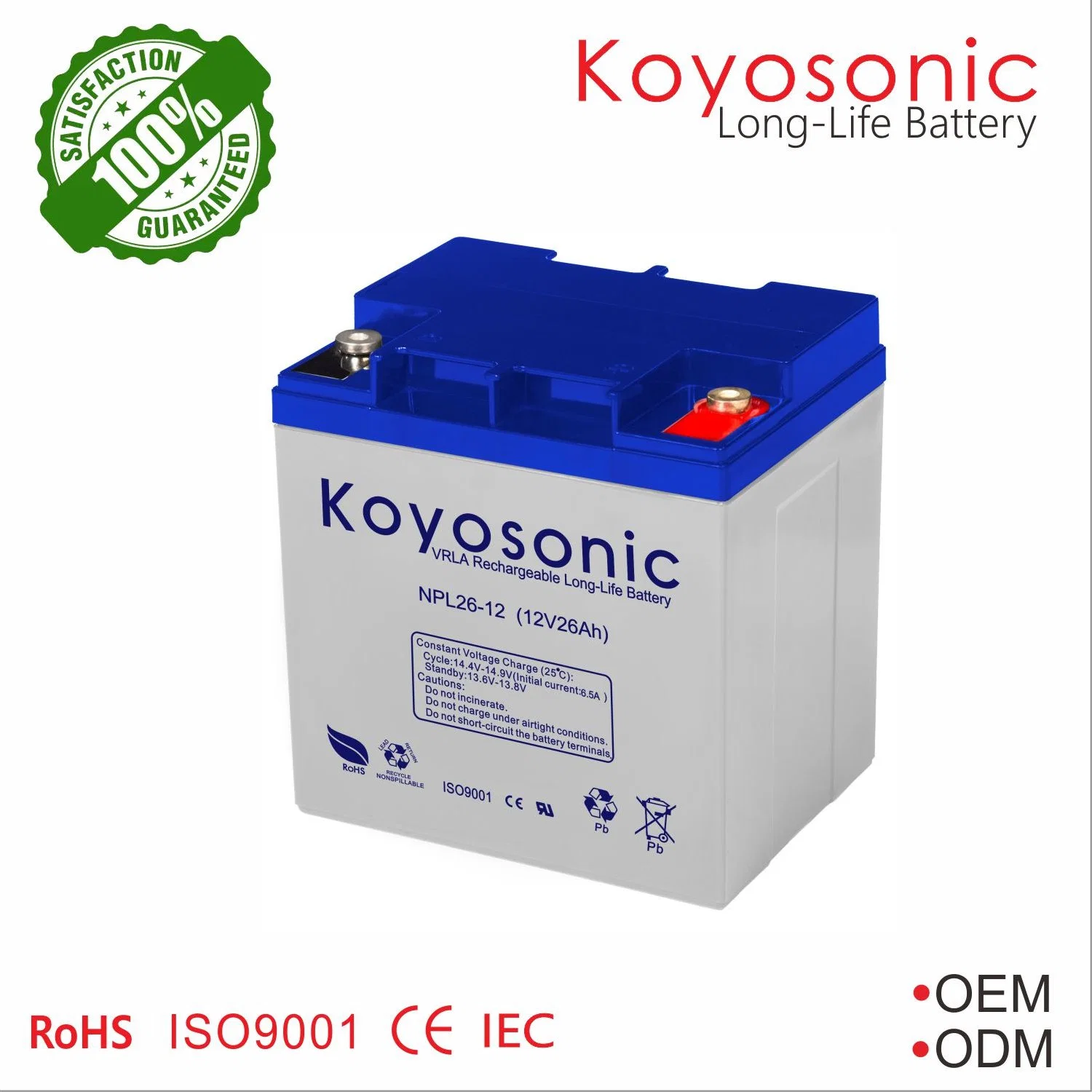 12V 26ah High Power Long Life AGM Battery Deep Cycle Battery