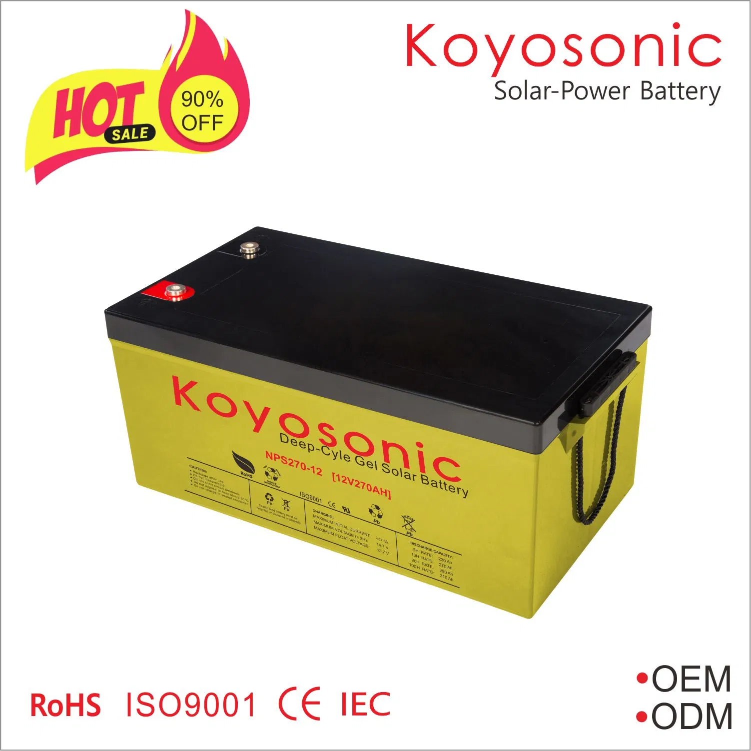 High Rate Battery High Temperature Deep Cycle Solar Battery 12V 270ah