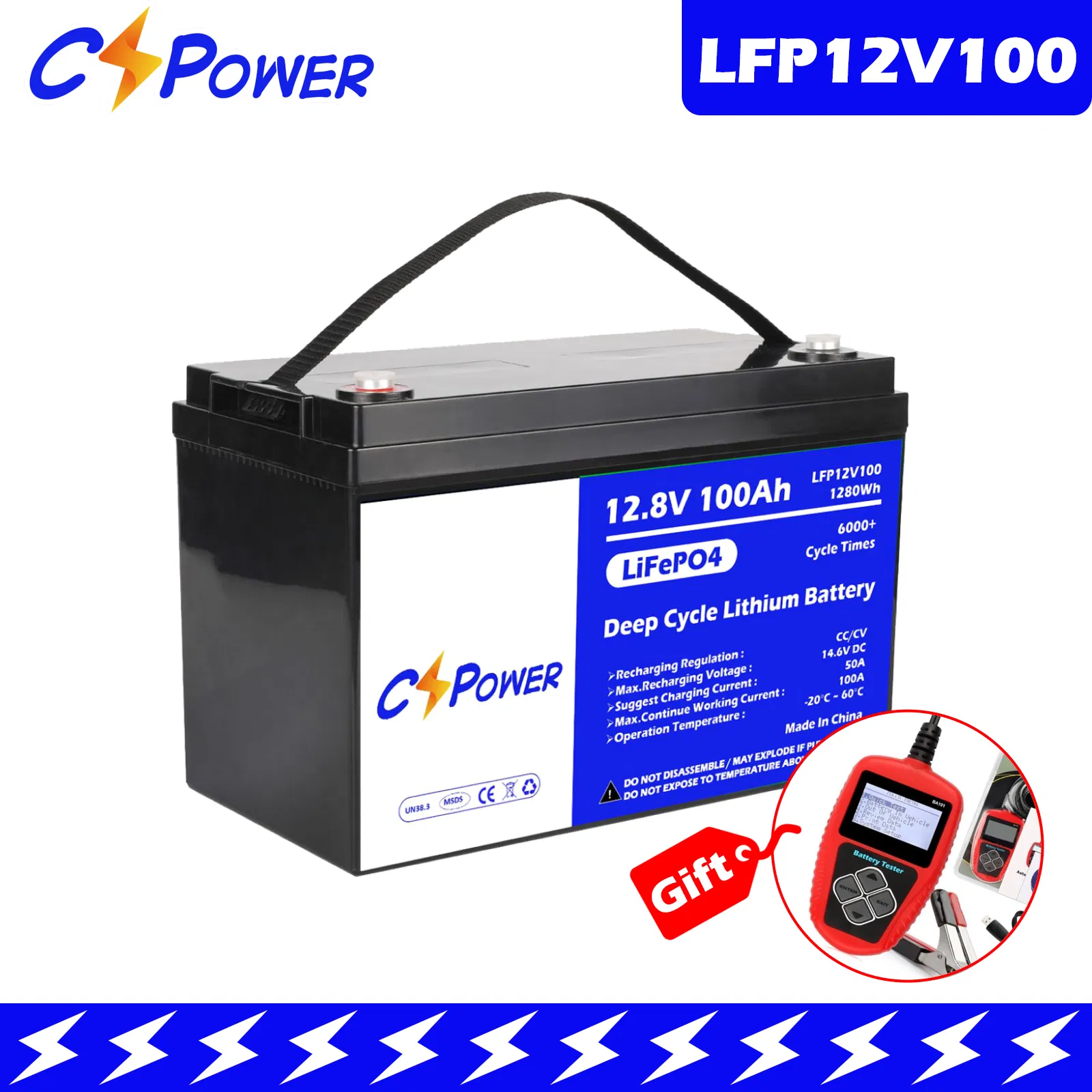 Cspower CE Un Low Temperature Operation 12V 100ah LiFePO4 Battery Pack