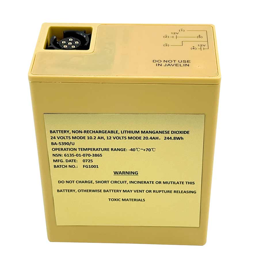 Long-Lasting Non-Rechargeable Ba-5390/U Li-Mn Battery for Portable Tactical Gear