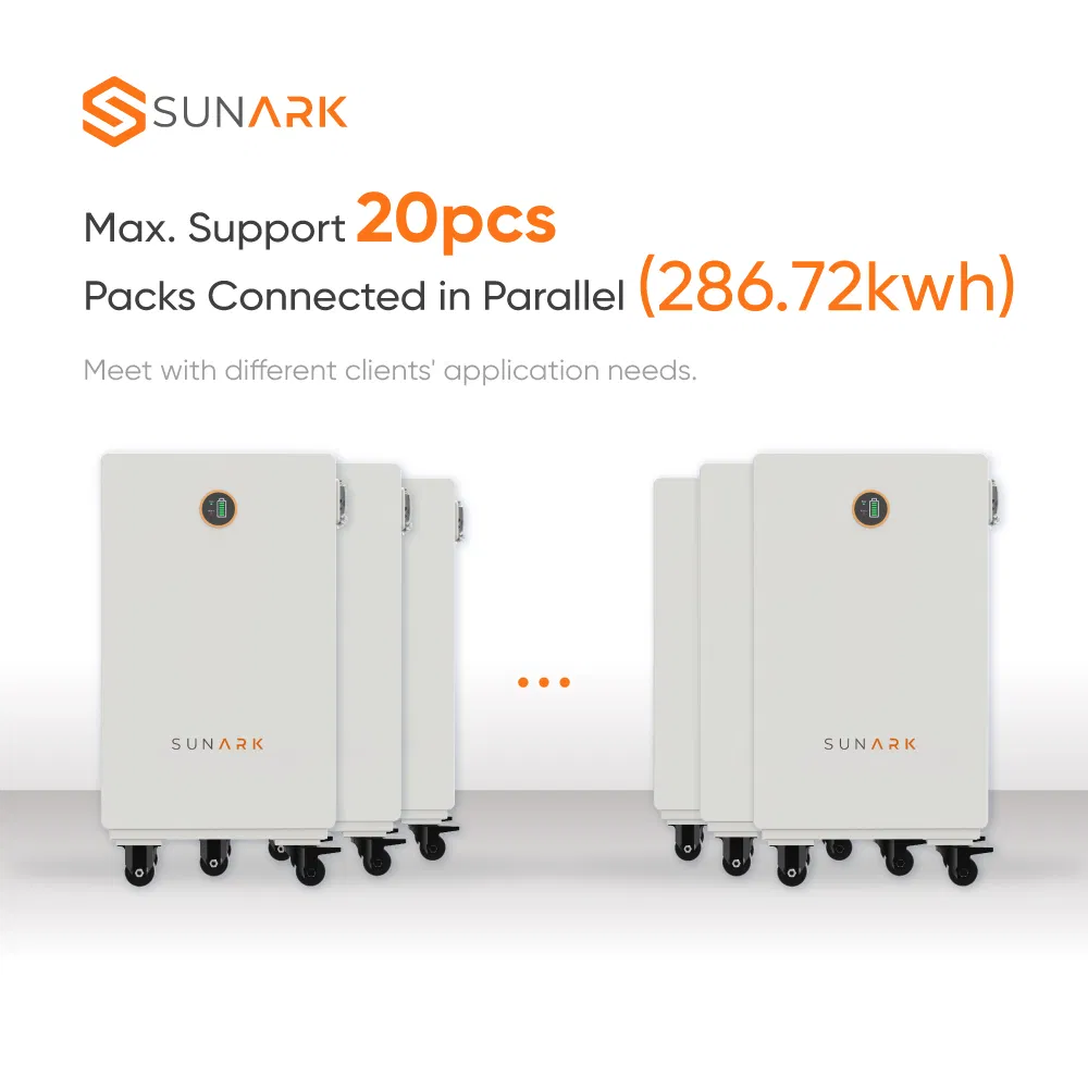 Sunark Waterproof Batterie Lithium 51.2V 200ah 280ah 10kwh 15kwh Power Lithium Ion LiFePO4 Battery for Solar