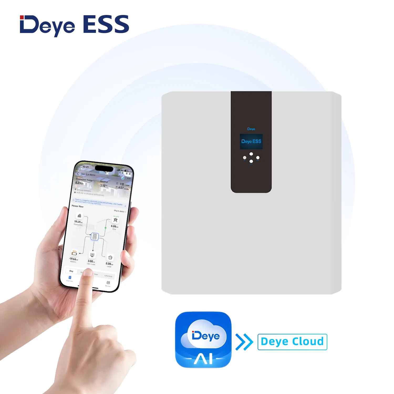 Deye Ess RW-F5.3-2h3 Home Wall Mounted IP65 Solar LiFePO4 Lithium Ion Storage Battery
