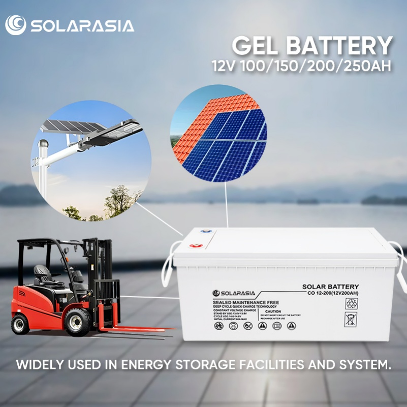 SA Solar Gel Battery 12V 100ah 150ah 200ah 250ah Lead Acid AGM Battery 12V Deep Cycle Gel Battery Rechargeable Battery BMS Lead Acid Battery for Home Storage