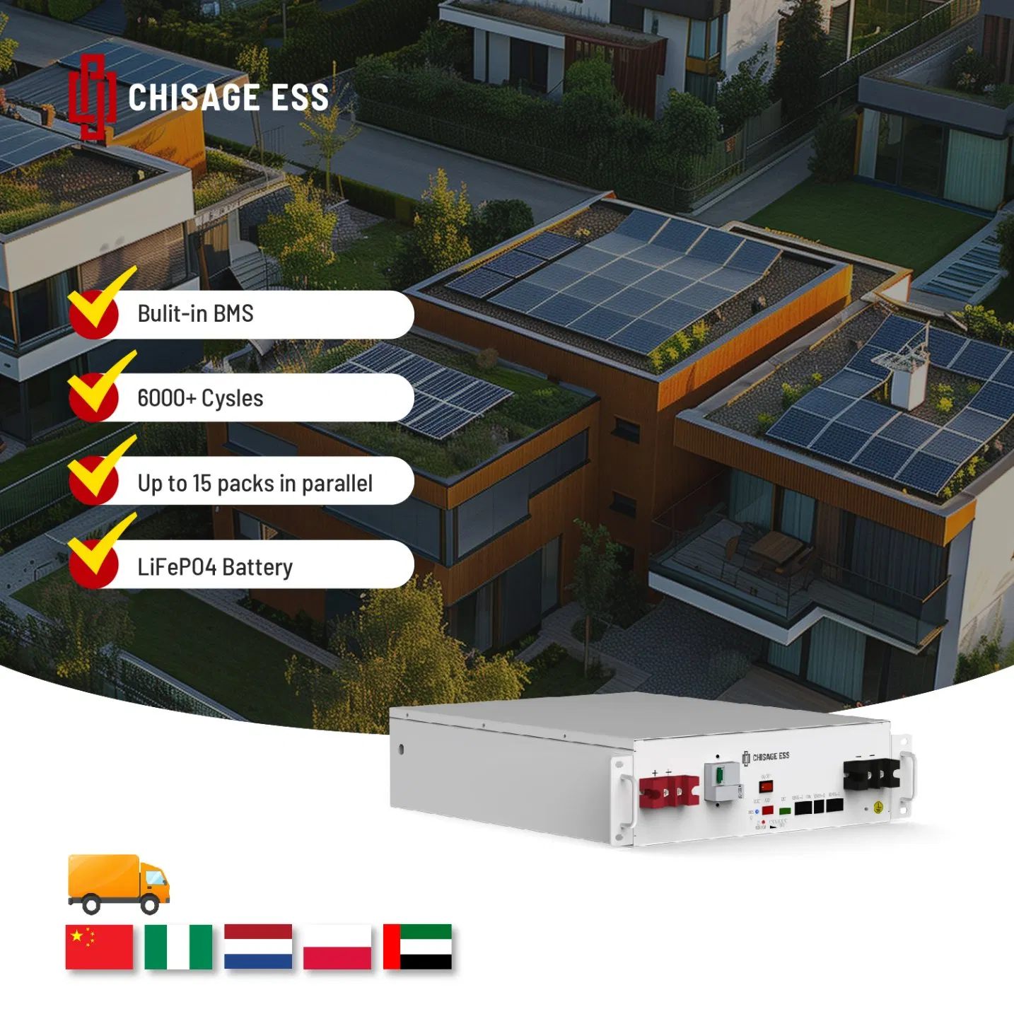 6000 Cycles Long Life Rechargeable Home Backup Power Bank Solar Lithium Ion Battery LiFePO4 Battery