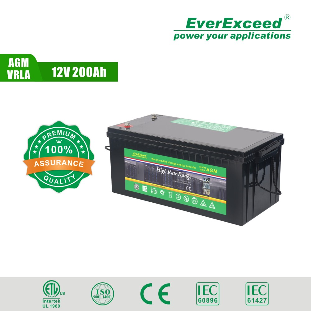12V 200ah Lead Acid UPS AGM Full Gel Deep Cycle VRLA Solar Battery High Rate Rechargeable Outdoor Long Life Factory Battery
