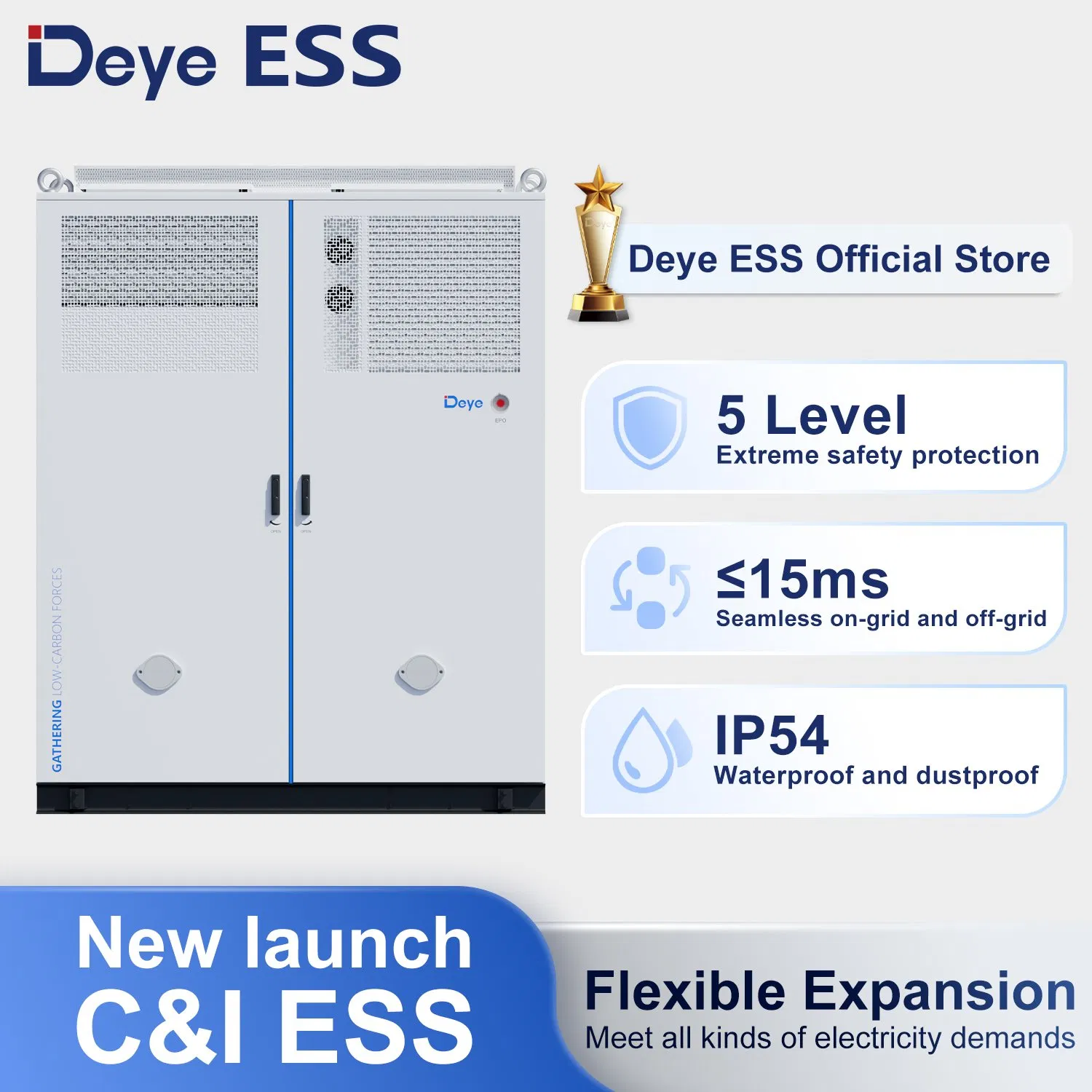 Deye Ess Mc-L430-Bc-2 Liquid Cooling 430kwh Solar Lithium Battery Commercial and Industrial Energy Storage System