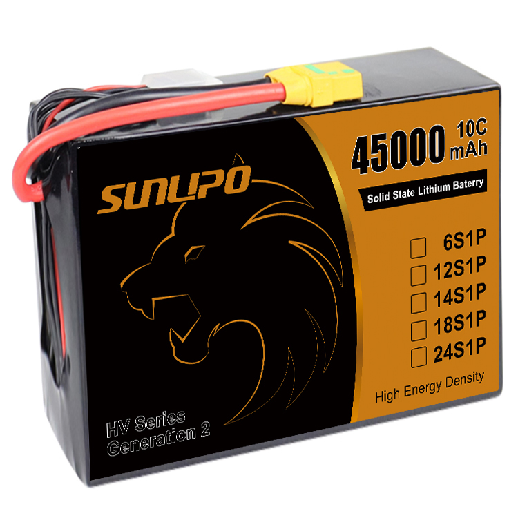 300wh/Kg Solid State Battery 66000mAh 44000mAh 22000mAh 12s 15c 25c Drone Battery Lipo Pack Well-Performance in Low Temperature