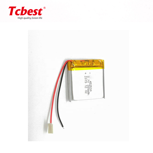 Tcbest Factory Direct Supply 452530 3.7V 300mAh Lithium Polymer Rechargeable Battery