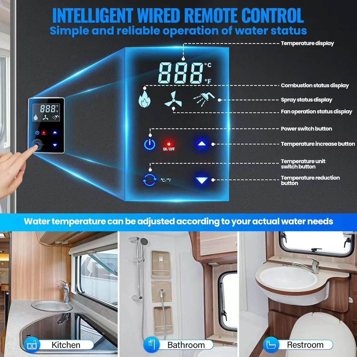 Compact RV Electric Water Heater for Outdoor Showers with Instant Hot Water Supply in All Weather Conditions