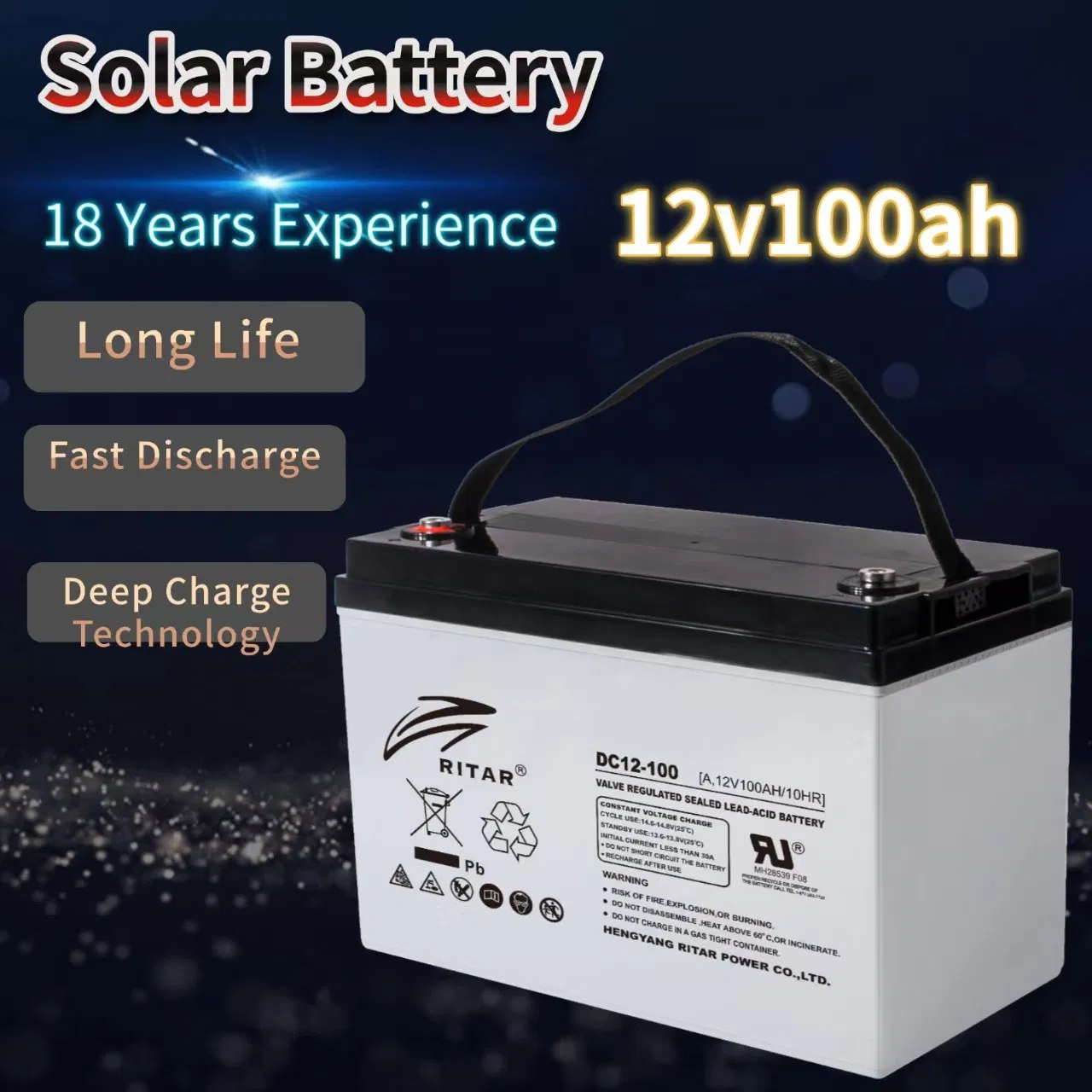 Ritar Copex 12V100ah Home Solar AGM Deep Cycle Battery for Home Appliances UPS Energy System
