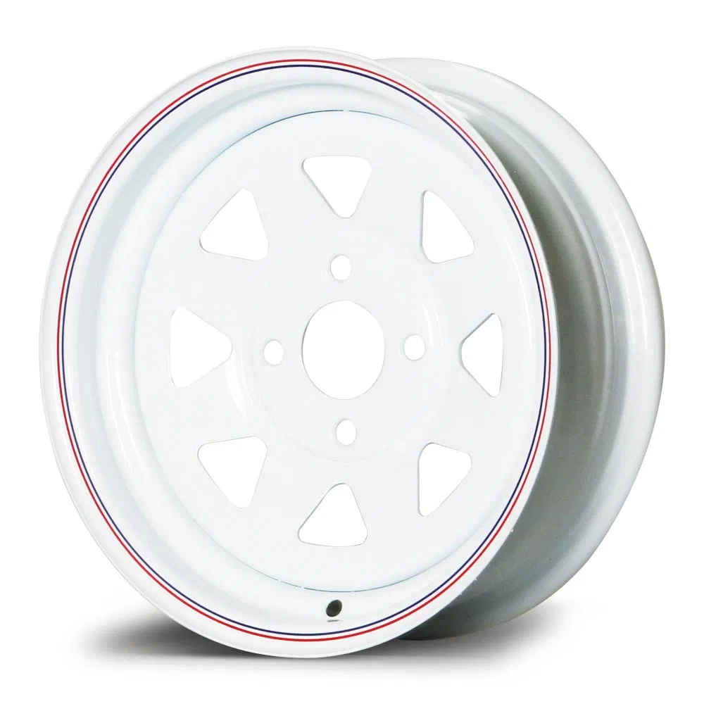 8spoke 1480lbs 4-4.0 PCD White Painted Galvanized 13 15 16 Inch Trailer Alloy Steel Wheel Rim for Marine Boat Utility Camper Catering Cattle RV