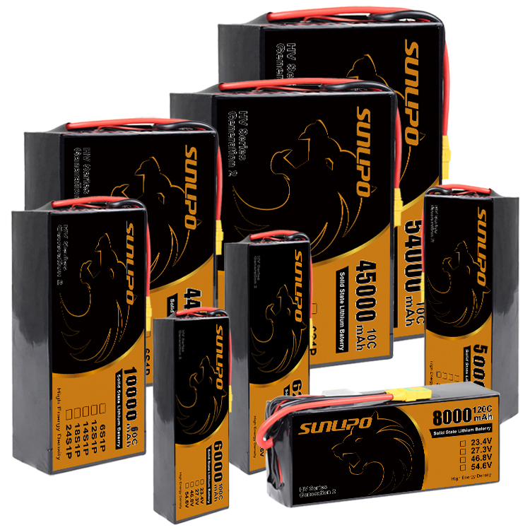 300wh/Kg Solid State Battery 66000mAh 44000mAh 22000mAh 12s 15c 25c Drone Battery Lipo Pack Well-Performance in Low Temperature