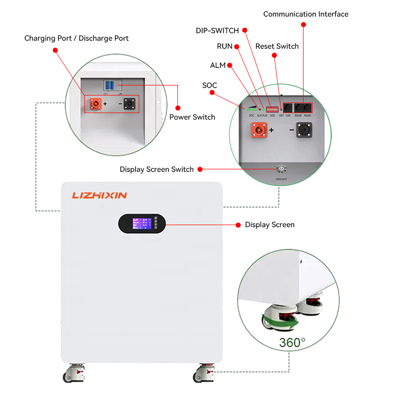 51.2V 200ah Floor Standing LiFePO4 Battery 48V 100ah 300ah 500ah 10kwh 15kwh Solar Energy Storage System Household Backup Power