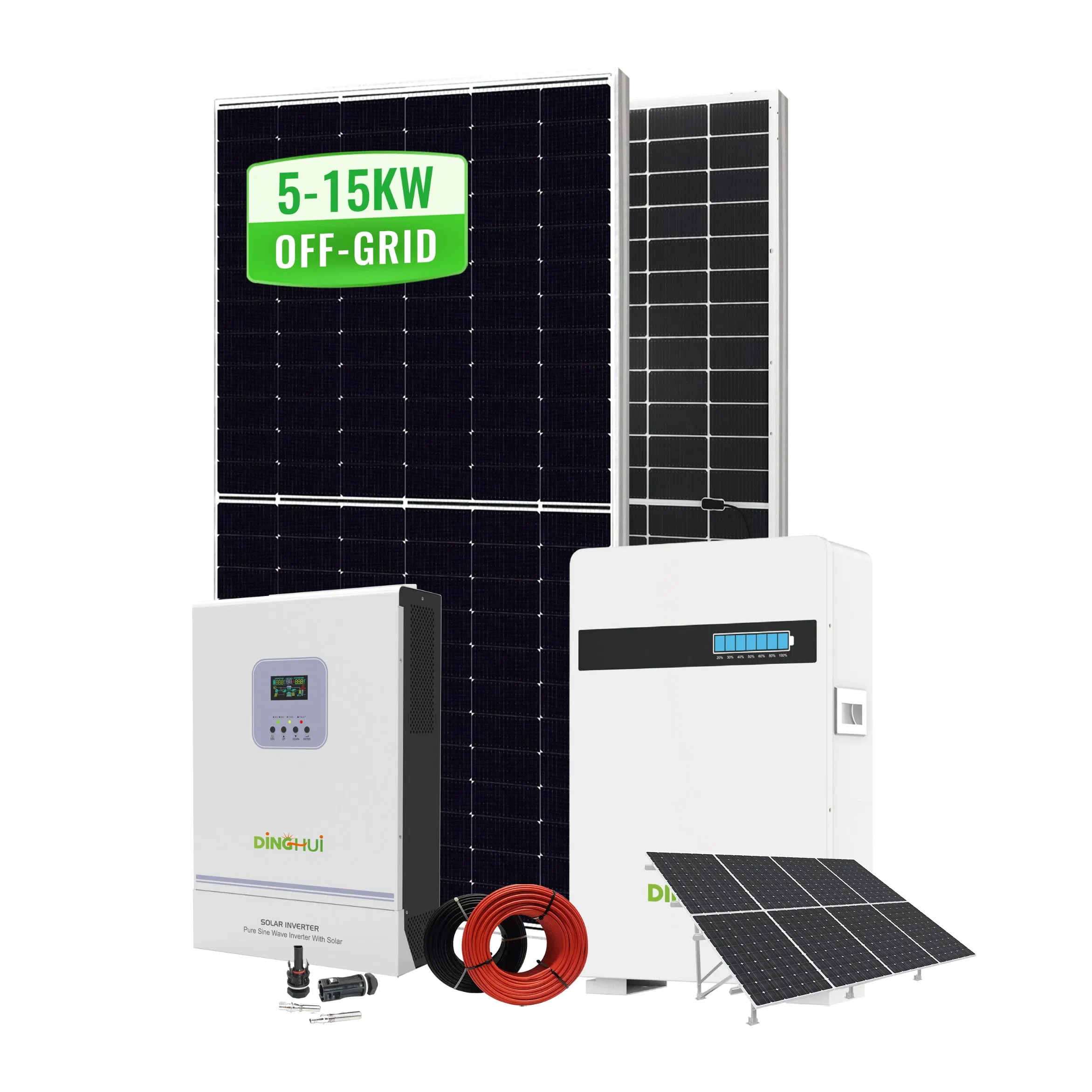 Full Kit 5kw 6kw 10kw 15kw Solar off Grid System Solar Panels and 48V 51.2V 200ah 10kwh Lithium Ion Battery for Home Household