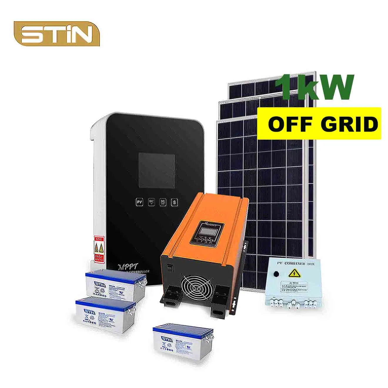 1kw Solar Power System Complete Kit Lithium LiFePO4 Battery Renewable Energy Kits for Household Cabins