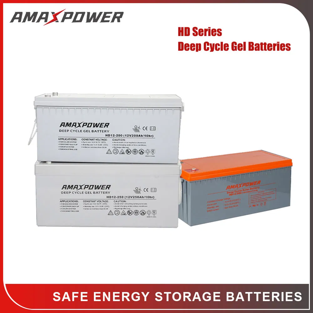 Amaxpower 2V/6V/12V 100ah/150ah/200ah Deep-Cycle-Gel High Quality UPS Solar Bateria Rechargeable Energy Storage Battery for Tour Bus/Forklift/Inverter