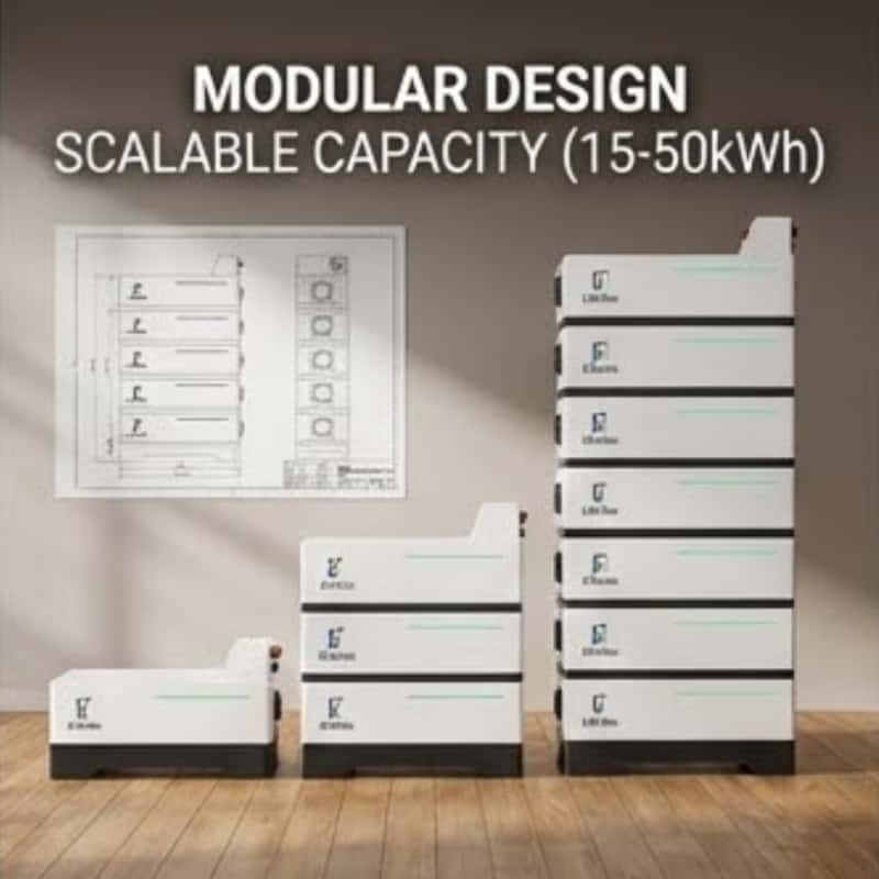 Solar Battery 51.2V 15kwh-50kwh Stackable LiFePO4 Battery Pack for Home Energy Storage System