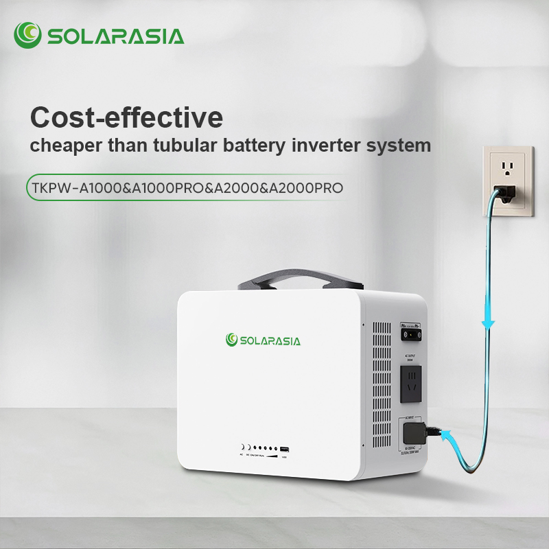 Solarasia Portable Power Station with LiFePO4 Solar Battery 6000 Cycles IP20 for Outdoor Home Emergency Backup