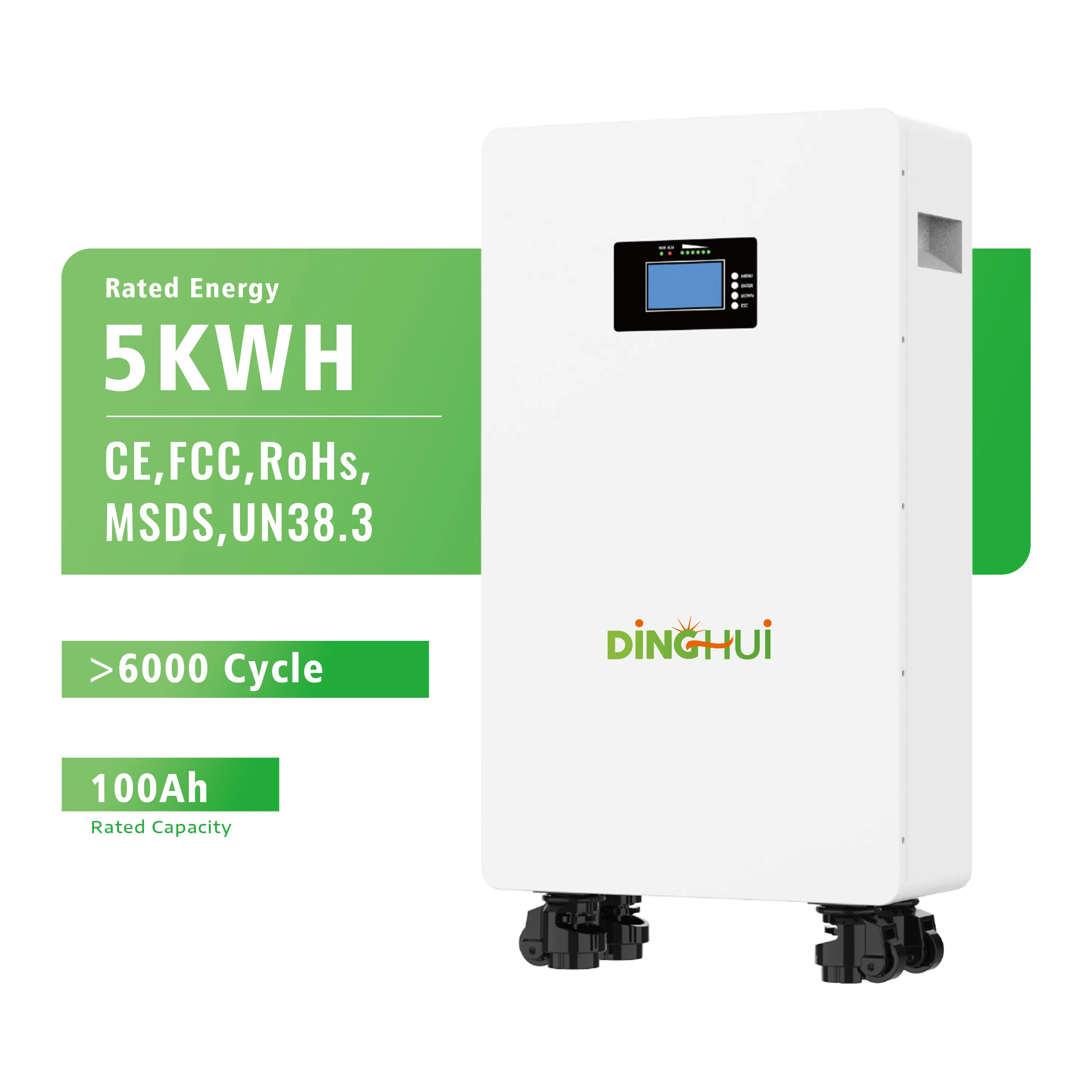 White 51.2V 100ah Lithium Battery for Home Energy Storage Portable Power Supply &amp; Solar Panel Power Generation System