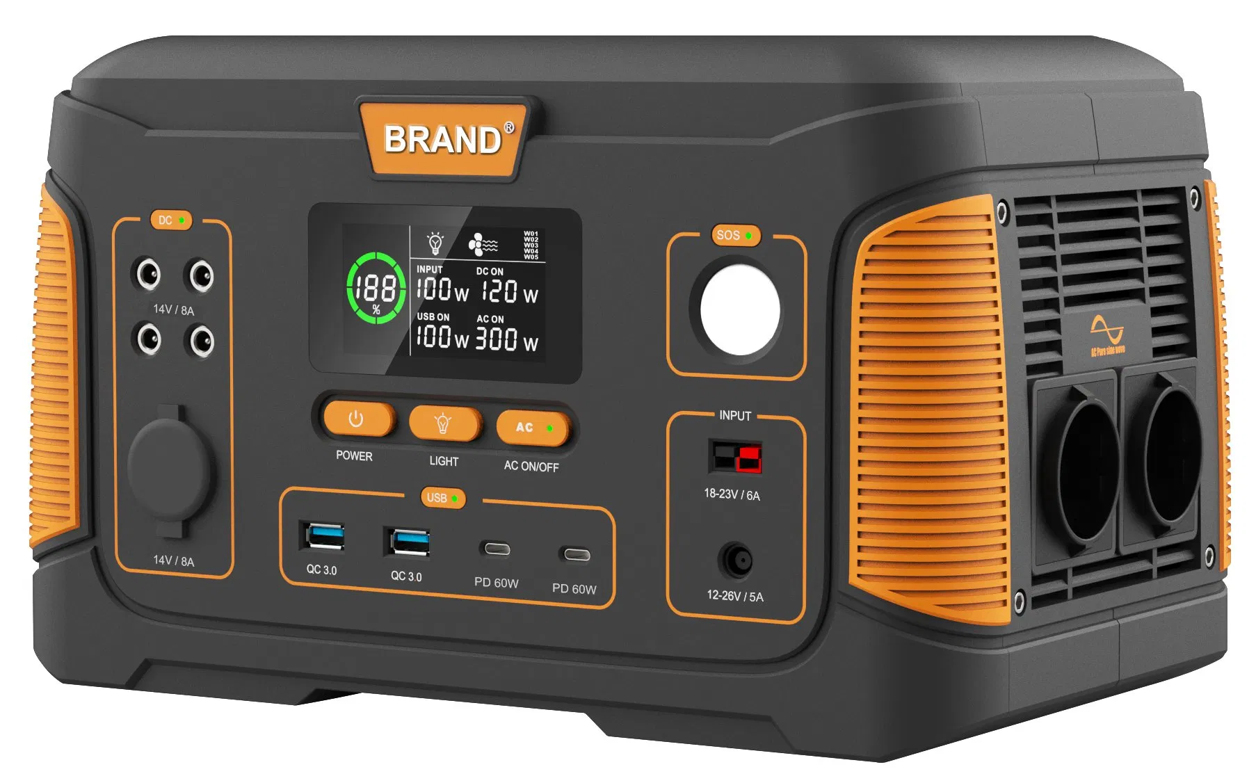 1000W 110V 230V Camping Emergency Home Portable Solar Power Station Portable Power Supply 18650 LiFePO4 Battery