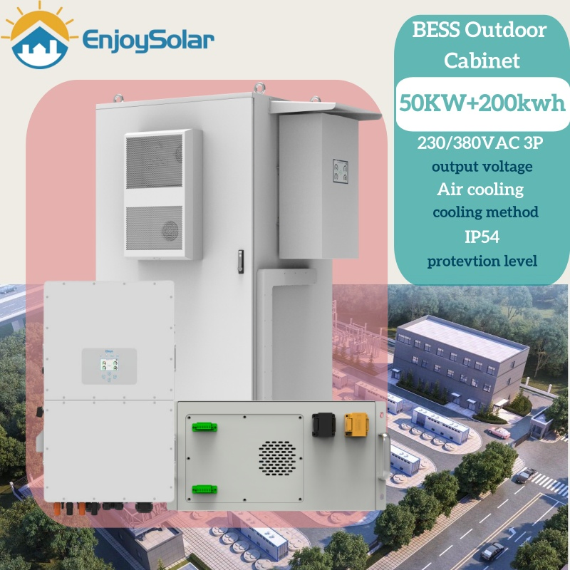 Enjoy Solar Good Quality 200kwh/300kwh400kwh Solar Lithium Battery with 150kw /200kw Hybrid Solar Inverter for Commercial Solar Energy Storage Solution
