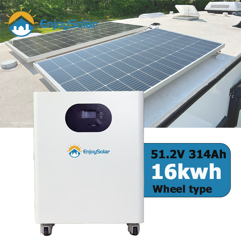Enjoy Solar 51.2V 314ah 16kwh LiFePO4 Lithium Battery Solar Energy Storage Wheels Handle