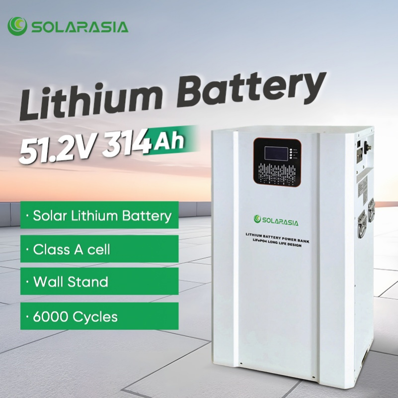 Lithium Battery 51.2V 314ah 16kwh LiFePO4 Cell Solar Battery Deep Cycle LFP Battery Smart Ess Wall Mounted with Power Module Wholesale Suppliers
