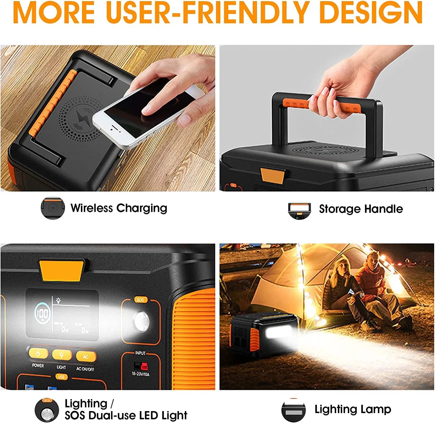 1000W 110V 230V Camping Emergency Home Portable Solar Power Station Portable Power Supply 18650 LiFePO4 Battery