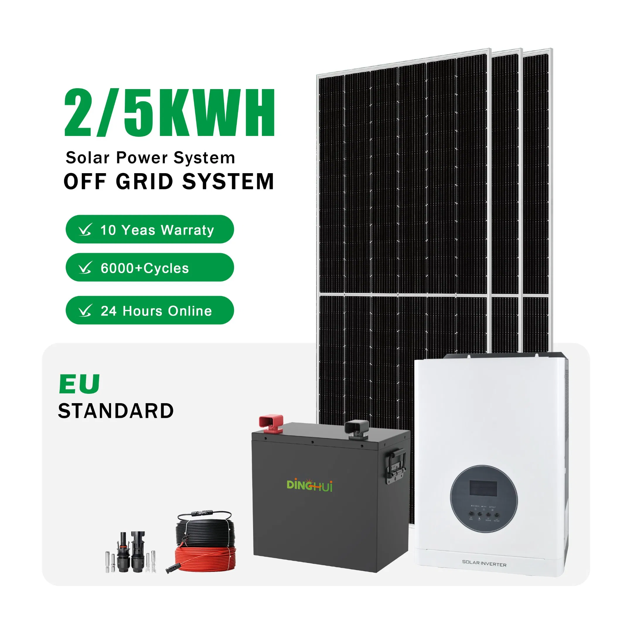 Full Kit 5kw 6kw 10kw 15kw Solar off Grid System Solar Panels and 48V 51.2V 200ah 10kwh Lithium Ion Battery for Home Household