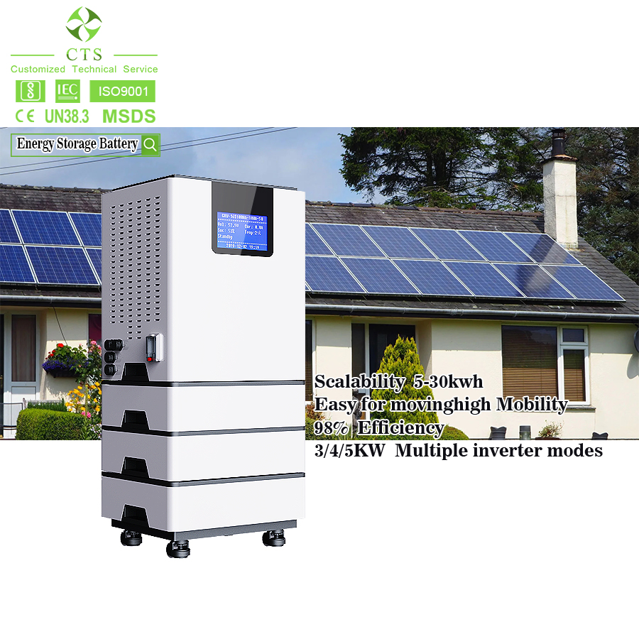 Cts High Voltage 15kwh 20kwh 25kwh 30kwh Solar Stacked Energy Storage Lithium Battery with Hybrid Inverter All in One Battery