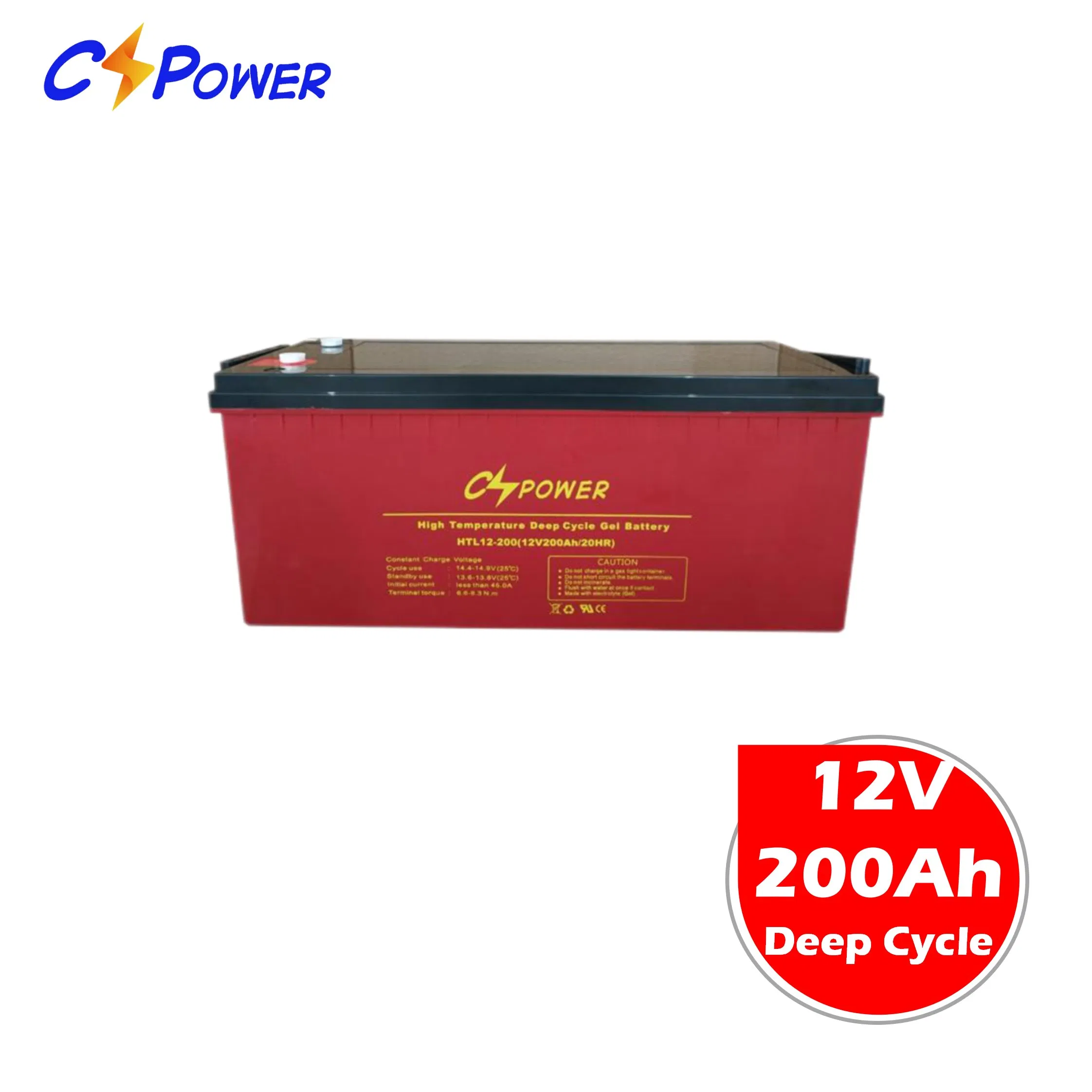 Cspower Deep Cycle Gel Htl12-200 12V 200ah Solar Battery with IEC 61427/IEC 60896/ CE Certificate
