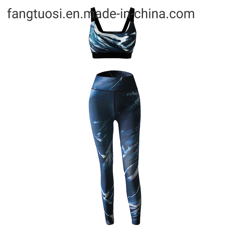 Recycled Tie Dye Printed Sublimation Yoga Sets Active Wear Set Sports Bra Yoga Sets Fitness Women Workout Clothing Apparel