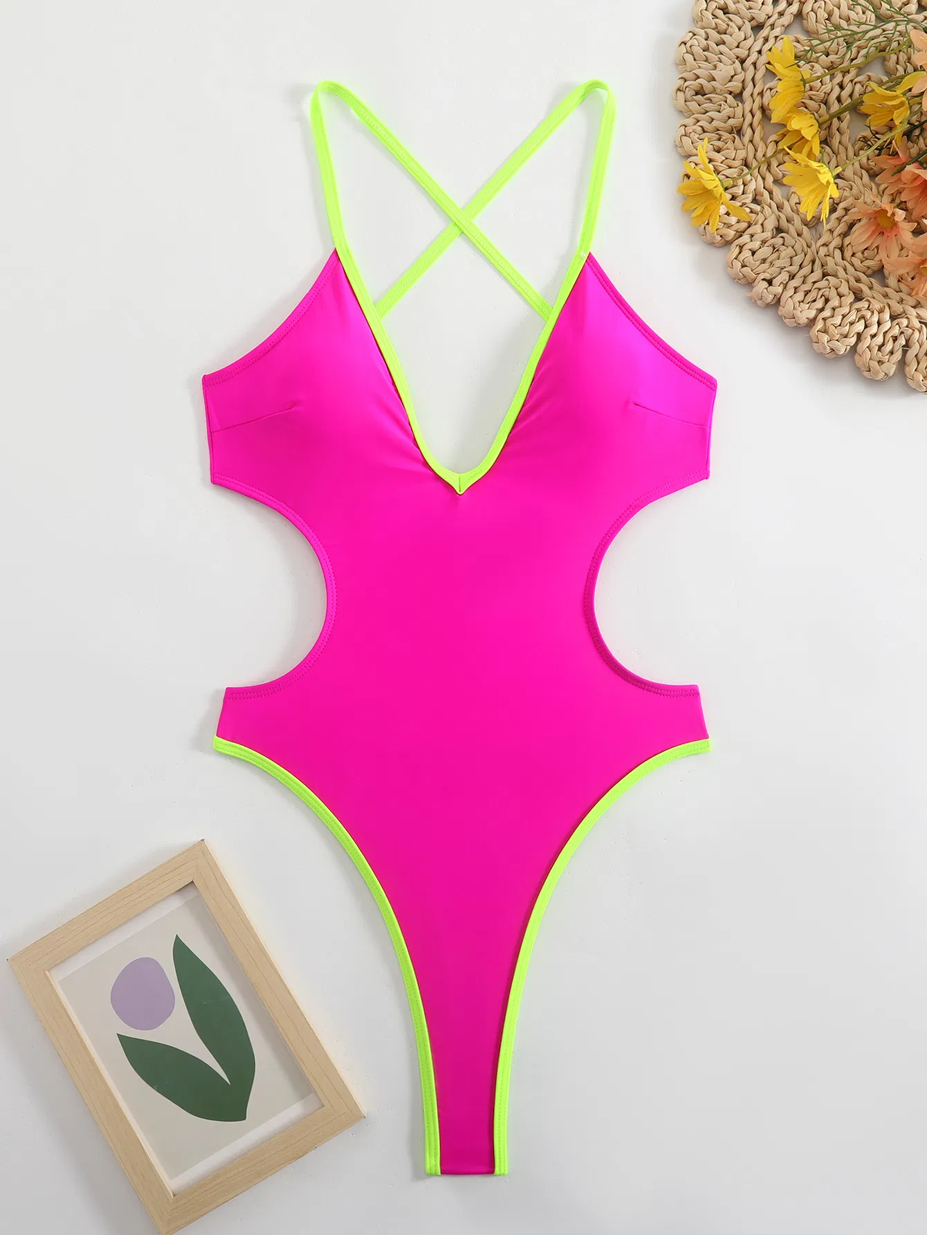 Custom Fashion One Piece Bikini Color Block Swimsuit Wholesale Swimwear