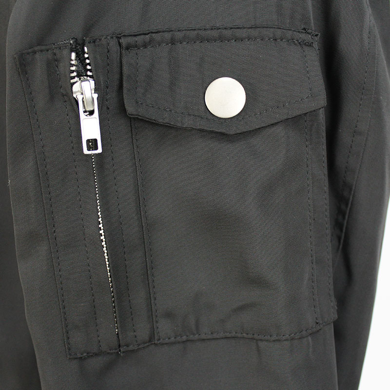 Men's Outerwear Black Poly Windbreaker Sports Casual Zipper Pocket Fashion Bomber Jacket