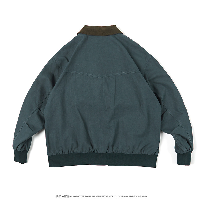 Men's Pre-Shrunk Coated Polyester Corduroy Lapel Jacket Winter Outerwear in Solid Colors Loose Canvas Tall Plus Size OEM Service