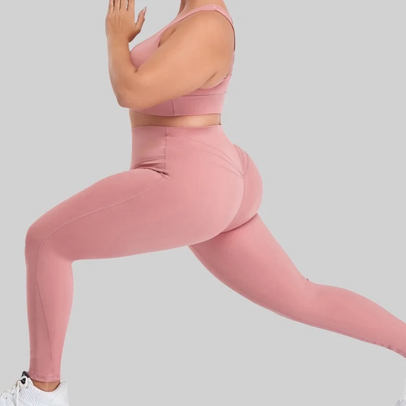 Wholesale XL-4XL Plus Size Compression Pilates Clothes Strappy Back Bra + Running Leggings 2 Piece Yoga Apparel for Women, Oversized Fitness Wear Manufacturer