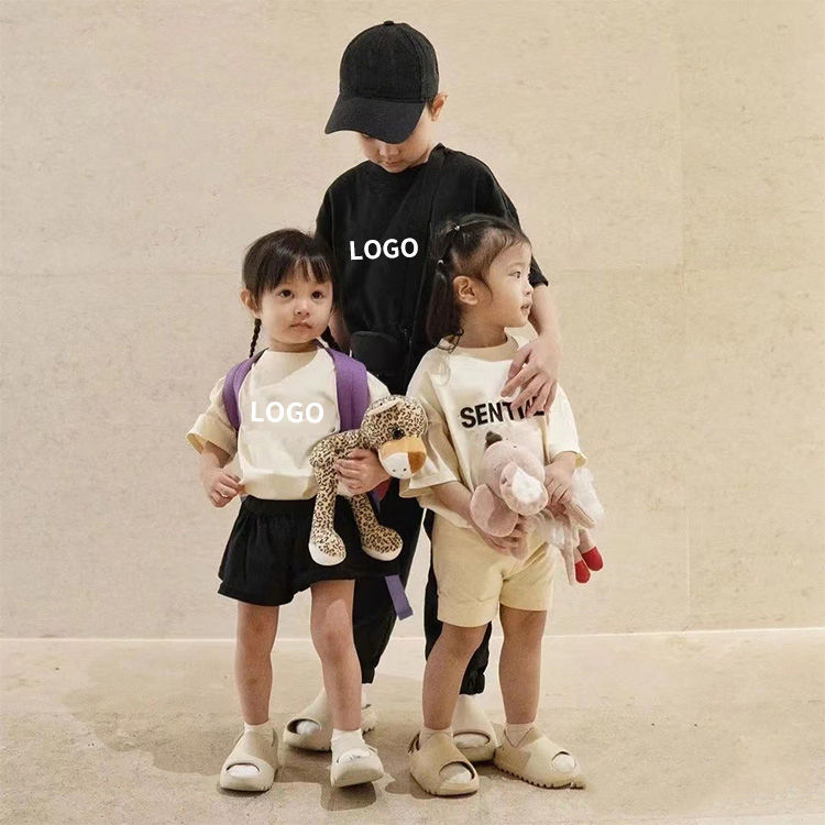 Custom Print Logo Graphic Blank Summer 100% Cotton Kid Boys Girls Children Clothing T-Shirt Shorts Sets for Boy 2 Pieces Tracksuits Kids Wear