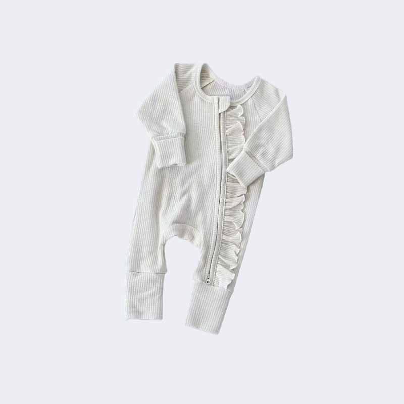 New Born 0-24 Months Bamboo Cotton Baby Bodysuit Solid Color Girl Baby Jumpsuit Nice Design Infant Zipper Footie Romper