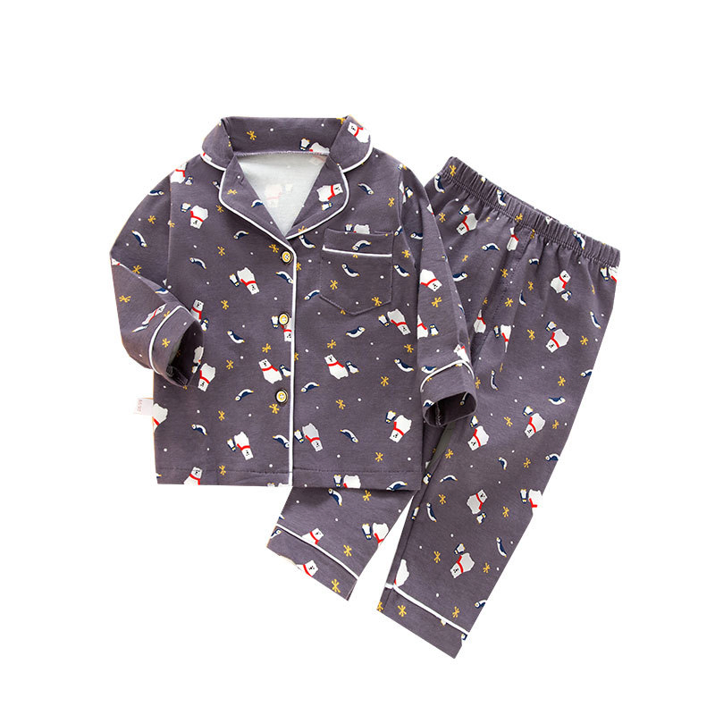 Boys Girls Pajamas Set Button-Down Kid Sleepwears Set Pjs Clothes Long/Short Sleeve Nightwear