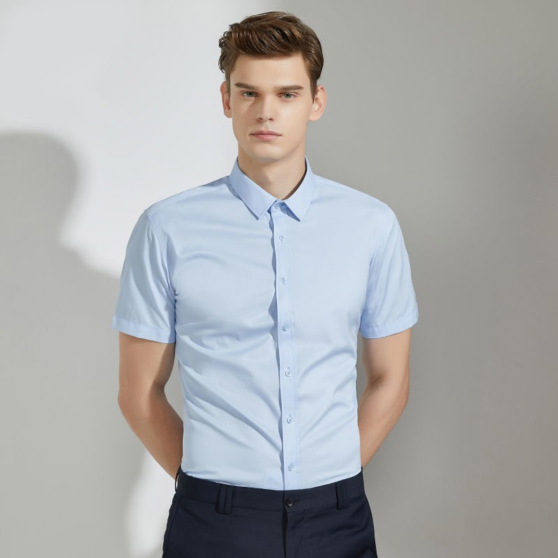 Men's White Short Sleeve Shirt for Summer Business Professional Formal Workwear
