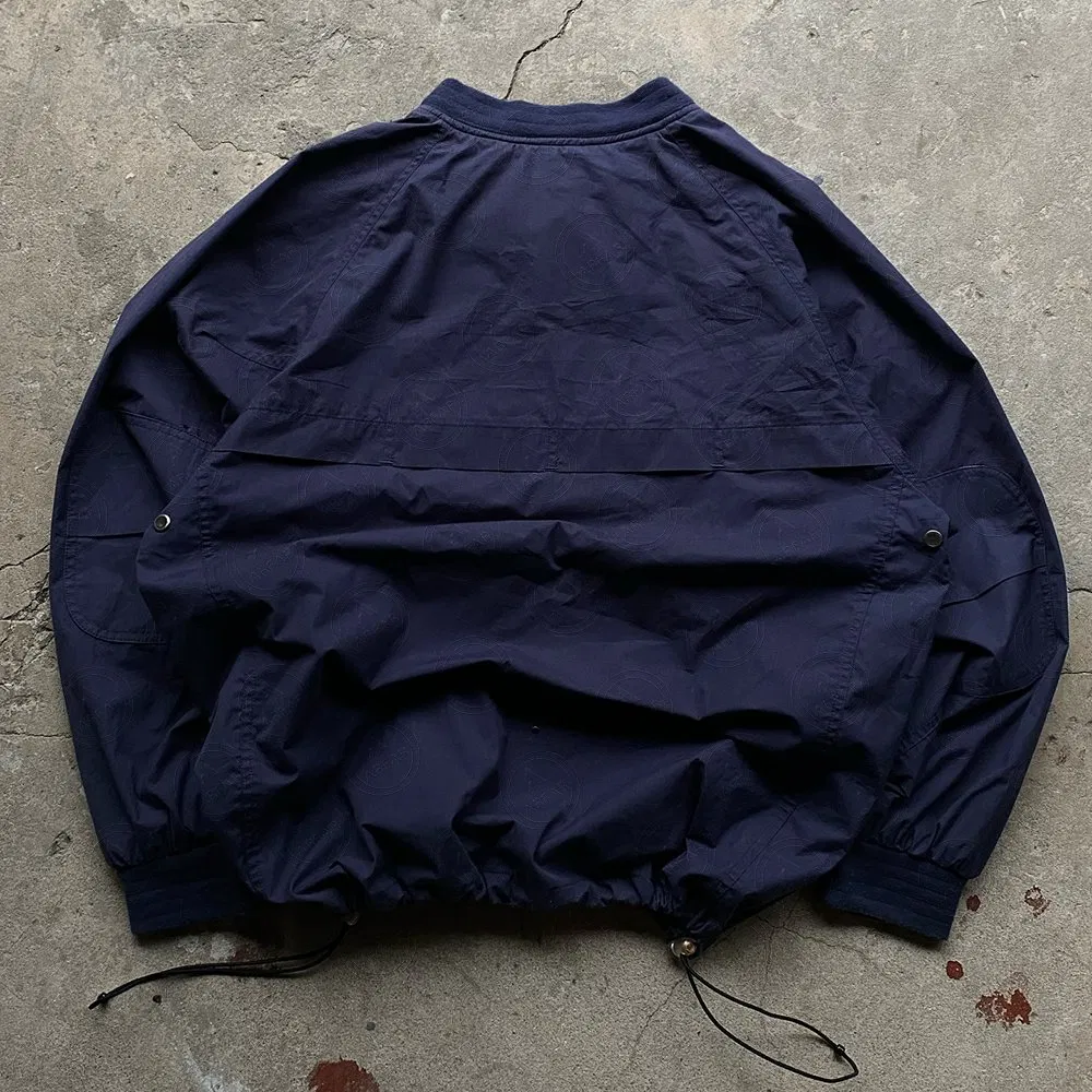 Black Streetwear Loose Fit Jacket Men's V Stand Collar Zipper Windbreaker with Drawstring, Spring Autumn Casual Fashion Outerwear