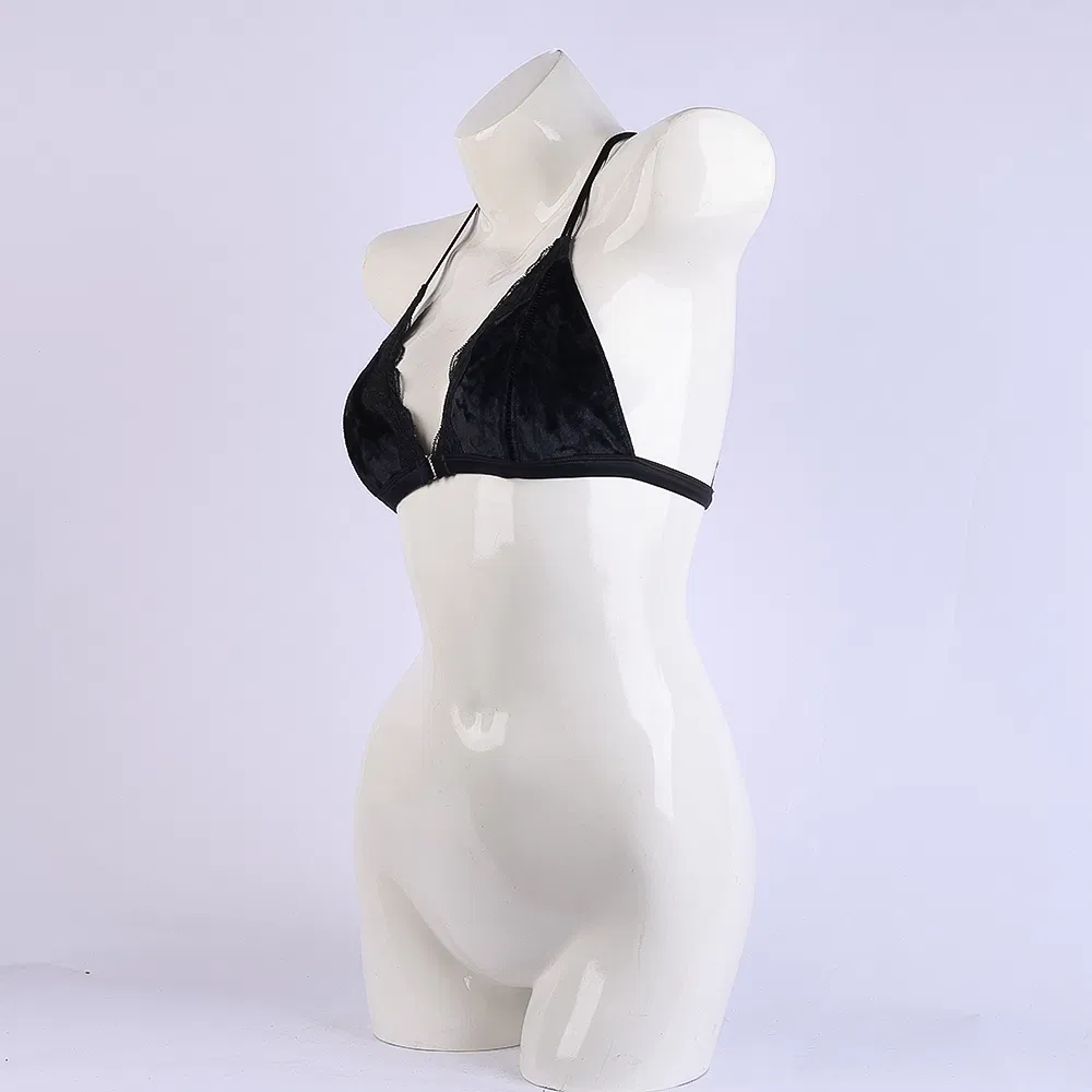 Black Velvet Lace Halter Bra Romantic Feminine Special Occasion Lingerie Underwear