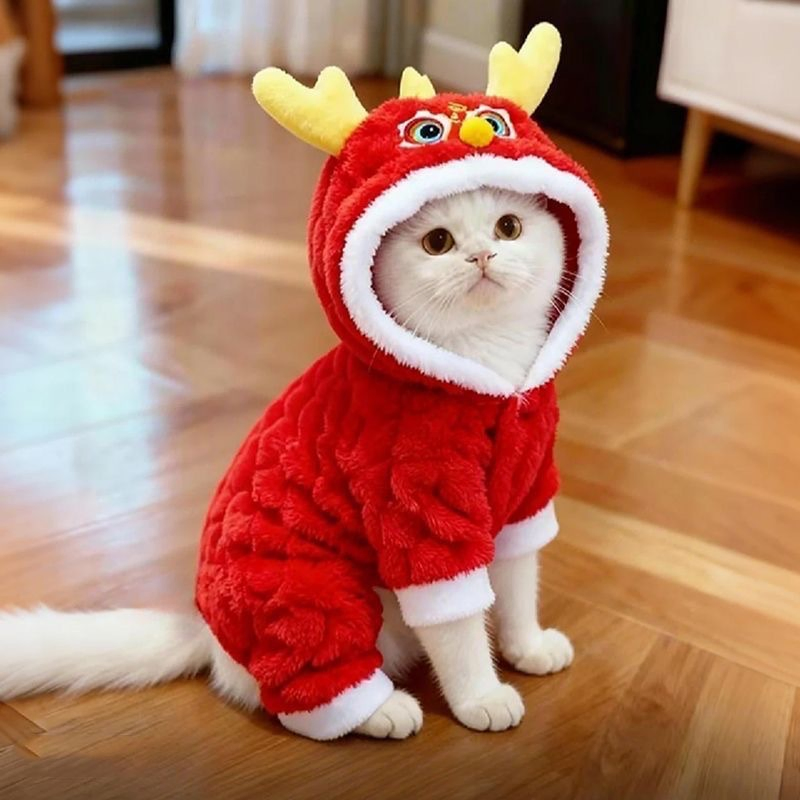 New Year Festive Dragon Costume Pet Clothes, Teddy, Small Dog Clothes, Winter Warm Tang Suit.