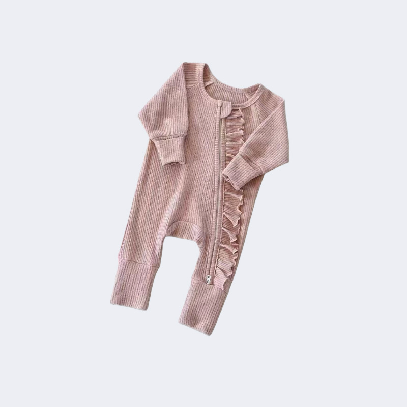 New Born 0-24 Months Bamboo Cotton Baby Bodysuit Solid Color Girl Baby Jumpsuit Nice Design Infant Zipper Footie Romper