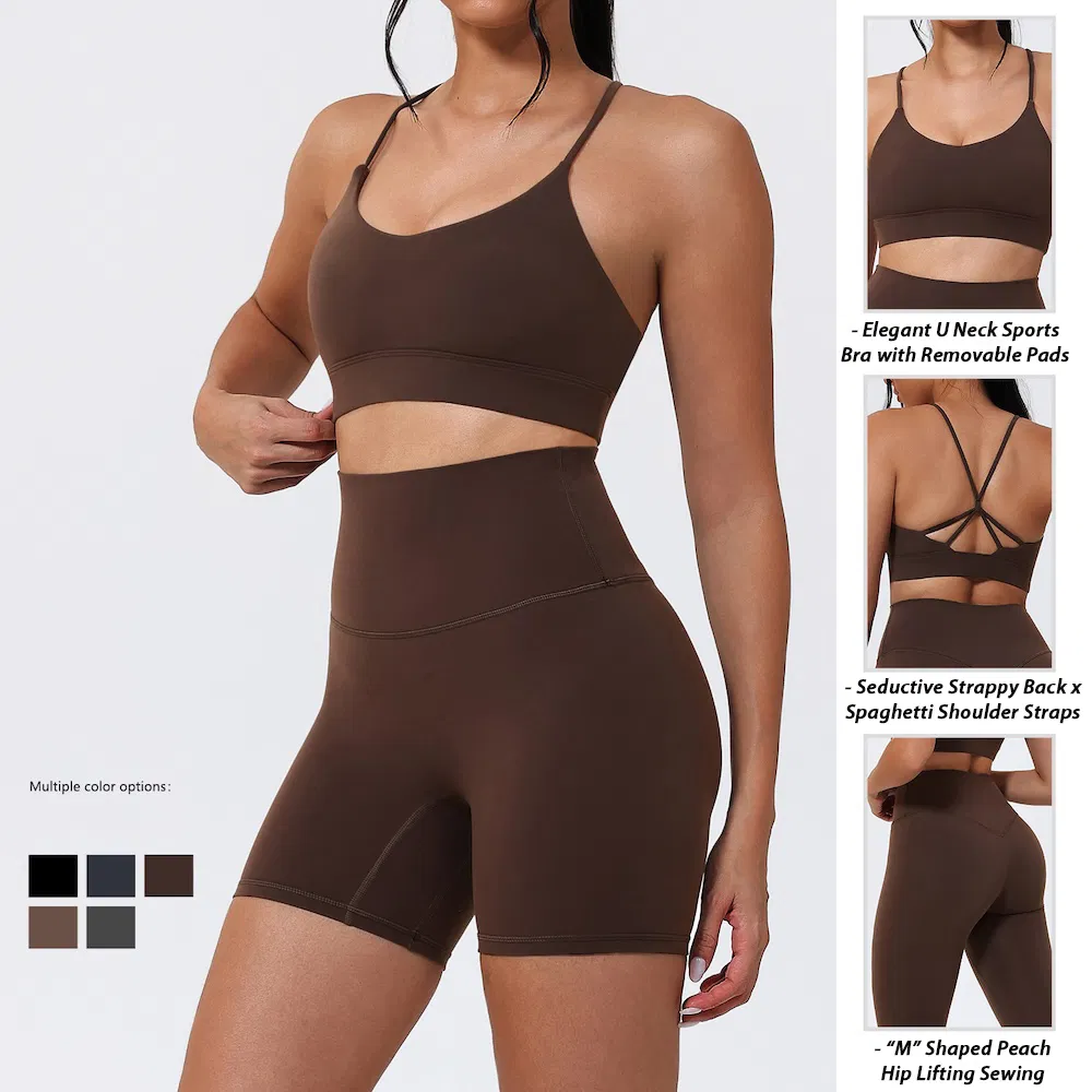 Tiktok New Trendy 3PCS Workout Apparel for Women, Fancy Strappy Back Sports Bra + High Waisted Gym Shorts + Workout Leggings Matching Pilates Activewear Set